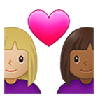 👩🏼‍❤️‍👩🏾 Emoji Liebespaar - Frau: mittelhelle Hautfarbe, Frau: mitteldunkle Hautfarbe Samsung One UI 4.0.
