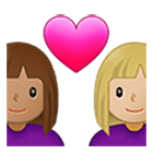 👩🏽‍❤️‍👩🏼 Emoji Liebespaar - Frau: mittlere Hautfarbe, Frau: mittelhelle Hautfarbe Samsung One UI 4.0.