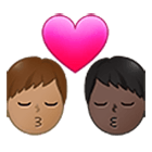 👨🏽‍❤️‍💋‍👨🏿 Emoji Beso - Hombre: Tono De Piel Medio, Hombre: Tono De Piel Oscuro en Samsung One UI 4.0.