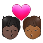 Emoji 🧑🏿‍❤️‍💋‍🧑🏾 Bacio Tra Coppia: persona, persona, Carnagione Scura, Carnagione Abbastanza Scura su Samsung One UI 4.0.