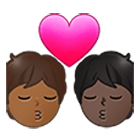 🧑🏾‍❤️‍💋‍🧑🏿 Emoji sich küssendes Paar: Person, Person, mitteldunkle Hautfarbe, dunkle Hautfarbe Samsung One UI 4.0.