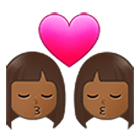 👩🏾‍❤️‍💋‍👩🏾 Emoji Beijo - Mulher: Pele Morena Escura, Mulher:Pele Morena Escura na Samsung One UI 4.0.