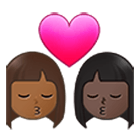 👩🏾‍❤️‍💋‍👩🏿 Emoji Beijo - Mulher: Pele Morena Escura, Mulher: Pele Escura na Samsung One UI 4.0.