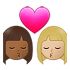 👩🏾‍❤️‍💋‍👩🏼 Emoji sich küssendes Paar - Frau: mitteldunkle Hautfarbe, Frau: mittelhelle Hautfarbe Samsung One UI 4.0.