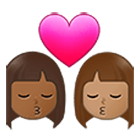 👩🏾‍❤️‍💋‍👩🏽 Emoji Beso - Mujer: Tono De Piel Oscuro Medio, Mujer: Tono De Piel Medio en Samsung One UI 4.0.