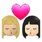 👩🏼‍❤️‍💋‍👩🏻 Emoji sich küssendes Paar - Frau: mittelhelle Hautfarbe, Frau: helle Hautfarbe Samsung One UI 4.0.