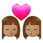 Emoji 👩🏽‍❤️‍💋‍👩🏽 Bacio Tra Coppia - Donna: Carnagione Olivastra, Donna: Carnagione Olivastra su Samsung One UI 4.0.