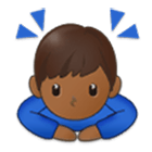 🙇🏾‍♂️ Emoji Homem Fazendo Reverência: Pele Morena Escura na Samsung One UI 4.0.