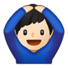 🙆🏻‍♂️ Emoji Mann mit Händen auf dem Kopf: helle Hautfarbe Samsung One UI 4.0.