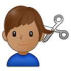 💇🏽‍♂️ Emoji Mann beim Haareschneiden: mittlere Hautfarbe Samsung One UI 4.0.