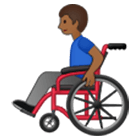 👨🏾‍🦽 Emoji Mann in manuellem Rollstuhl: mitteldunkle Hautfarbe Samsung One UI 4.0.