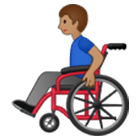 👨🏽‍🦽 Emoji Mann in manuellem Rollstuhl: mittlere Hautfarbe Samsung One UI 4.0.