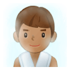 🧖🏽‍♂️ Emoji Mann in Dampfsauna: mittlere Hautfarbe Samsung One UI 4.0.