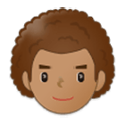 Émoji 👨🏽‍🦱 Homme : Peau Légèrement Mate Et Cheveux Bouclés sur Samsung One UI 4.0.