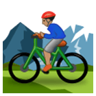 🚵🏽‍♂️ Emoji Hombre En Bicicleta De Montaña: Tono De Piel Medio en Samsung One UI 4.0.