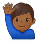 Emoji 🙋🏾‍♂️ Uomo Con Mano Alzata: Carnagione Abbastanza Scura su Samsung One UI 4.0.