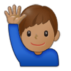 🙋🏽‍♂️ Emoji Hombre Con La Mano Levantada: Tono De Piel Medio en Samsung One UI 4.0.