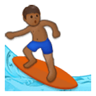🏄🏾‍♂️ Emoji Homem Surfista: Pele Morena Escura na Samsung One UI 4.0.