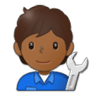 🧑🏾‍🔧 Emoji Mecánico: Tono De Piel Oscuro Medio en Samsung One UI 4.0.