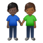 👨🏿‍🤝‍👨🏾 Emoji händchenhaltende Männer: dunkle Hautfarbe, mitteldunkle Hautfarbe Samsung One UI 4.0.