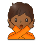 🙅🏾 Emoji Persona Haciendo El Gesto De «no»: Tono De Piel Oscuro Medio en Samsung One UI 4.0.
