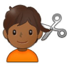 💇🏾 Emoji Person beim Haareschneiden: mitteldunkle Hautfarbe Samsung One UI 4.0.