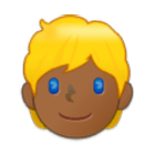 👱🏾 Emoji Person: mitteldunkle Hautfarbe, blondes Haar Samsung One UI 4.0.