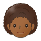 🧑🏾‍🦱 Emoji Erwachsener: mitteldunkle Hautfarbe, lockiges Haar Samsung One UI 4.0.