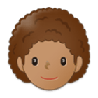🧑🏽‍🦱 Emoji Erwachsener: mittlere Hautfarbe, lockiges Haar Samsung One UI 4.0.