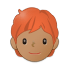 🧑🏽‍🦰 Emoji Erwachsener: mittlere Hautfarbe, rotes Haar Samsung One UI 4.0.