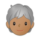 🧑🏽‍🦳 Emoji Erwachsener: mittlere Hautfarbe, weißes Haar Samsung One UI 4.0.