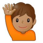 🙋🏽 Emoji Person mit erhobenem Arm: mittlere Hautfarbe Samsung One UI 4.0.