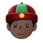 👲🏿 Emoji Mann mit chinesischem Hut: dunkle Hautfarbe Samsung One UI 4.0.