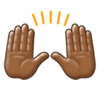 🙌🏾 Emoji Mãos Para Cima: Pele Morena Escura na Samsung One UI 4.0.