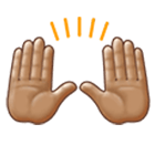 🙌🏽 Emoji zwei erhobene Handflächen: mittlere Hautfarbe Samsung One UI 4.0.