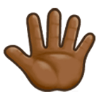 Emoji 🖑🏾 Mano alzata con le dita aperte: Carnagione Abbastanza Scura su Samsung One UI 4.0.