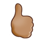 🖒🏽 Emoji Gesto aberto com polegar para cima: Pele Morena na Samsung One UI 4.0.