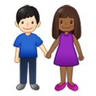 👩🏾‍🤝‍👨🏻 Emoji Mann und Frau halten Hände: mitteldunkle Hautfarbe, helle Hautfarbe Samsung One UI 4.0.