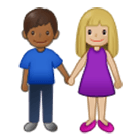 👩🏼‍🤝‍👨🏾 Emoji Mann und Frau halten Hände: mittelhelle Hautfarbe, mitteldunkle Hautfarbe Samsung One UI 4.0.