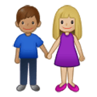 👩🏼‍🤝‍👨🏽 Emoji Mann und Frau halten Hände: mittelhelle Hautfarbe, mittlere Hautfarbe Samsung One UI 4.0.