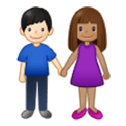 👩🏽‍🤝‍👨🏻 Emoji Mann und Frau halten Hände: mittlere Hautfarbe, helle Hautfarbe Samsung One UI 4.0.