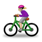 Émoji 🚴🏼‍♀️ Cycliste Femme : Peau Moyennement Claire sur Samsung One UI 4.0.