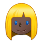 👱🏿‍♀️ Emoji Frau: dunkle Hautfarbe, blond Samsung One UI 4.0.