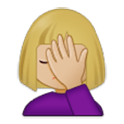 🤦🏼‍♀️ Emoji sich an den Kopf fassende Frau: mittelhelle Hautfarbe Samsung One UI 4.0.