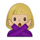 🙅🏼‍♀️ Emoji Mujer Haciendo El Gesto De «no»: Tono De Piel Claro Medio en Samsung One UI 4.0.