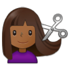 💇🏾‍♀️ Emoji Frau beim Haareschneiden: mitteldunkle Hautfarbe Samsung One UI 4.0.