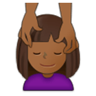 💆🏾‍♀️ Emoji Frau, die eine Kopfmassage bekommt: mitteldunkle Hautfarbe Samsung One UI 4.0.