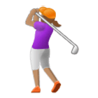 🏌🏽‍♀️ Emoji Mulher Golfista: Pele Morena na Samsung One UI 4.0.