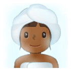 🧖🏾‍♀️ Emoji Frau in Dampfsauna: mitteldunkle Hautfarbe Samsung One UI 4.0.