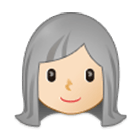 👩🏻‍🦳 Emoji Frau: helle Hautfarbe, weißes Haar Samsung One UI 4.0.
